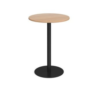 Monza circular poseur table with flat round black base 800mm beech - MPC800-K-B