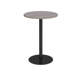 Monza circular poseur table with flat round black base 800mm grey oak - MPC800-K-GO