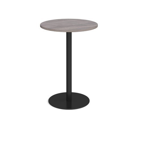Monza circular poseur table with flat round black base 800mm grey oak - MPC800-K-GO