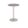 Monza circular poseur table with flat round brushed steel base 800mm grey oak - MPC800-BS-GO