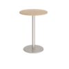 Monza circular poseur table with flat round brushed steel base 800mm kendal oak - MPC800-BS-KO