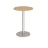 Monza circular poseur table with flat round brushed steel base 800mm oak - MPC800-BS-O