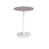 Monza circular poseur table with flat round white base 800mm grey oak - MPC800-WH-GO