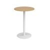 Monza circular poseur table with flat round white base 800mm oak - MPC800-WH-O