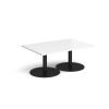 Monza rectangular coffee table with flat round black bases 1200mm x 800mm white - MCR1200-K-WH