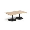 Monza rectangular coffee table with flat round black bases 1400mm x 800mm kendal oak - MCR1400-K-KO
