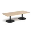 Monza rectangular coffee table with flat round black bases 1800mm x 800mm kendal oak - MCR1800-K-KO