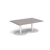 Monza rectangular coffee table with flat round white bases 1200mm x 800mm grey oak - MCR1200-WH-GO