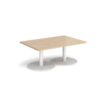 Monza rectangular coffee table with flat round white bases 1200mm x 800mm kendal oak - MCR1200-WH-KO