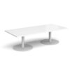 Monza rectangular coffee table with flat round white bases 1800mm x 800mm white - MCR1800-WH-WH