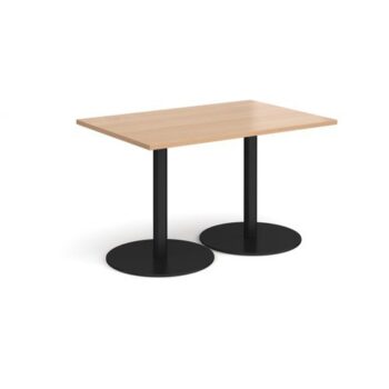 Monza rectangular dining table with flat round black bases 1200mm x 800mm beech - MDR1200-K-B
