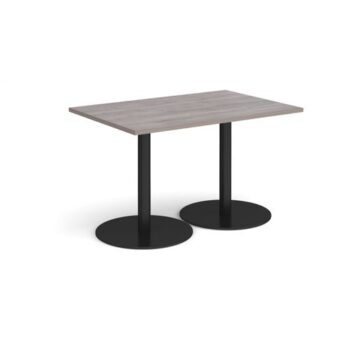 Monza rectangular dining table with flat round black bases 1200mm x 800mm grey oak - MDR1200-K-GO
