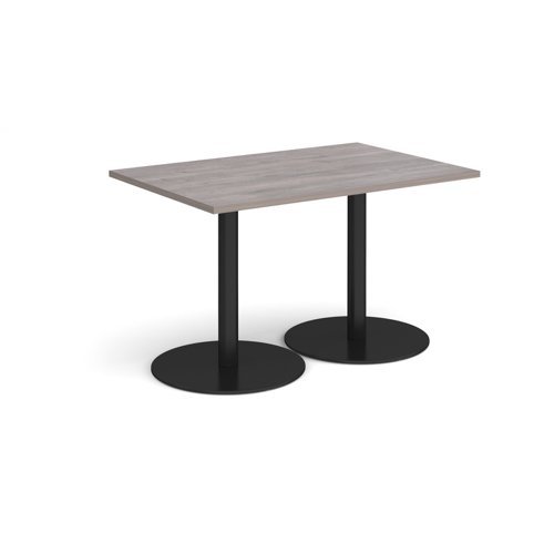 Monza rectangular dining table with flat round black bases 1200mm x 800mm grey oak - MDR1200-K-GO