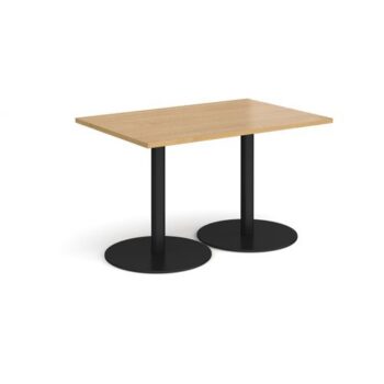Monza rectangular dining table with flat round black bases 1200mm x 800mm oak - MDR1200-K-O