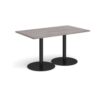 Monza rectangular dining table with flat round black bases 1400mm x 800mm grey oak - MDR1400-K-GO
