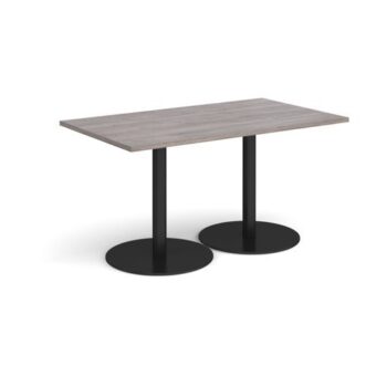 Monza rectangular dining table with flat round black bases 1400mm x 800mm grey oak - MDR1400-K-GO