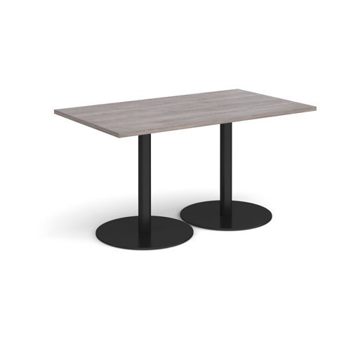 Monza rectangular dining table with flat round black bases 1400mm x 800mm grey oak - MDR1400-K-GO