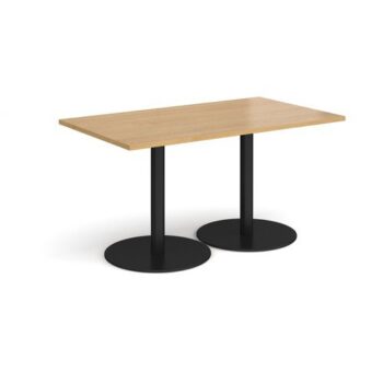 Monza rectangular dining table with flat round black bases 1400mm x 800mm oak - MDR1400-K-O