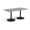 Monza rectangular dining table with flat round black bases 1600mm x 800mm grey oak - MDR1600-K-GO