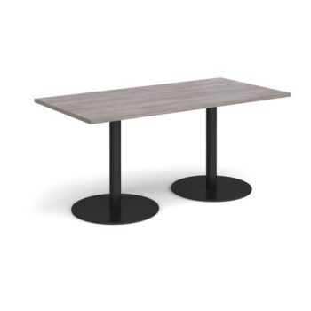 Monza rectangular dining table with flat round black bases 1600mm x 800mm grey oak - MDR1600-K-GO