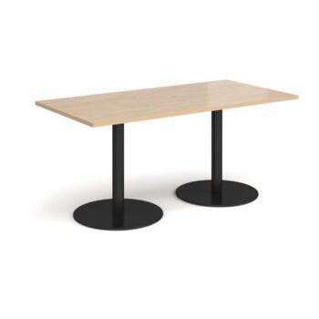 Monza rectangular dining table with flat round black bases 1600mm x 800mm kendal oak - MDR1600-K-KO