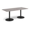 Monza rectangular dining table with flat round black bases 1800mm x 800mm grey oak - MDR1800-K-GO