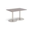 Monza rectangular dining table with flat round brushed steel bases 1200mm x 800mm grey oak - MDR1200-BS-GO