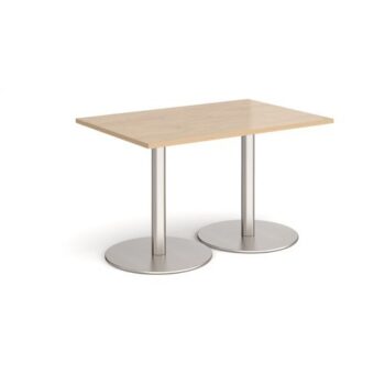 Monza rectangular dining table with flat round brushed steel bases 1200mm x 800mm kendal oak - MDR1200-BS-KO