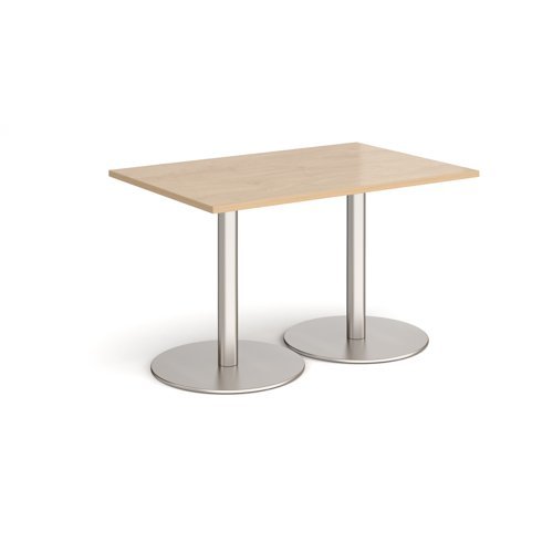 Monza rectangular dining table with flat round brushed steel bases 1200mm x 800mm kendal oak - MDR1200-BS-KO