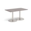 Monza rectangular dining table with flat round brushed steel bases 1400mm x 800mm grey oak - MDR1400-BS-GO
