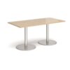 Monza rectangular dining table with flat round brushed steel bases 1600mm x 800mm kendal oak - MDR1600-BS-KO
