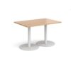Monza rectangular dining table with flat round white bases 1200mm x 800mm beech - MDR1200-WH-B