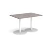 Monza rectangular dining table with flat round white bases 1200mm x 800mm grey oak - MDR1200-WH-GO