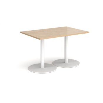 Monza rectangular dining table with flat round white bases 1200mm x 800mm kendal oak - MDR1200-WH-KO