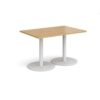 Monza rectangular dining table with flat round white bases 1200mm x 800mm oak - MDR1200-WH-O