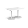 Monza rectangular dining table with flat round white bases 1200mm x 800mm white - MDR1200-WH-WH