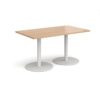 Monza rectangular dining table with flat round white bases 1400mm x 800mm beech - MDR1400-WH-B
