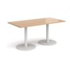 Monza rectangular dining table with flat round white bases 1600mm x 800mm beech - MDR1600-WH-B