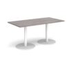 Monza rectangular dining table with flat round white bases 1600mm x 800mm grey oak - MDR1600-WH-GO