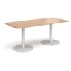 Monza rectangular dining table with flat round white bases 1800mm x 800mm beech - MDR1800-WH-B