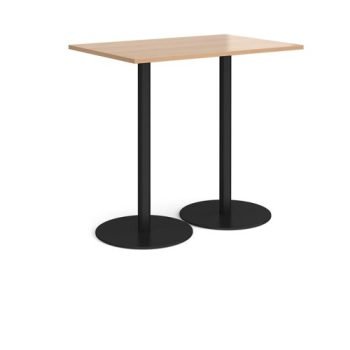 Monza rectangular poseur table with flat round black bases 1200mm x 800mm beech - MPR1200-K-B