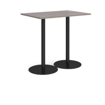 Monza rectangular poseur table with flat round black bases 1200mm x 800mm grey oak - MPR1200-K-GO