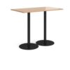 Monza rectangular poseur table with flat round black bases 1400mm x 800mm beech - MPR1400-K-B