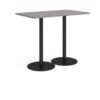 Monza rectangular poseur table with flat round black bases 1400mm x 800mm grey oak - MPR1400-K-GO