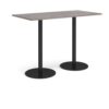 Monza rectangular poseur table with flat round black bases 1600mm x 800mm grey oak - MPR1600-K-GO