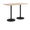 Monza rectangular poseur table with flat round black bases 1600mm x 800mm kendal oak - MPR1600-K-KO