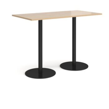 Monza rectangular poseur table with flat round black bases 1600mm x 800mm kendal oak - MPR1600-K-KO