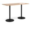 Monza rectangular poseur table with flat round black bases 1800mm x 800mm beech - MPR1800-K-B
