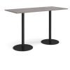 Monza rectangular poseur table with flat round black bases 1800mm x 800mm grey oak - MPR1800-K-GO