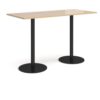 Monza rectangular poseur table with flat round black bases 1800mm x 800mm kendal oak - MPR1800-K-KO